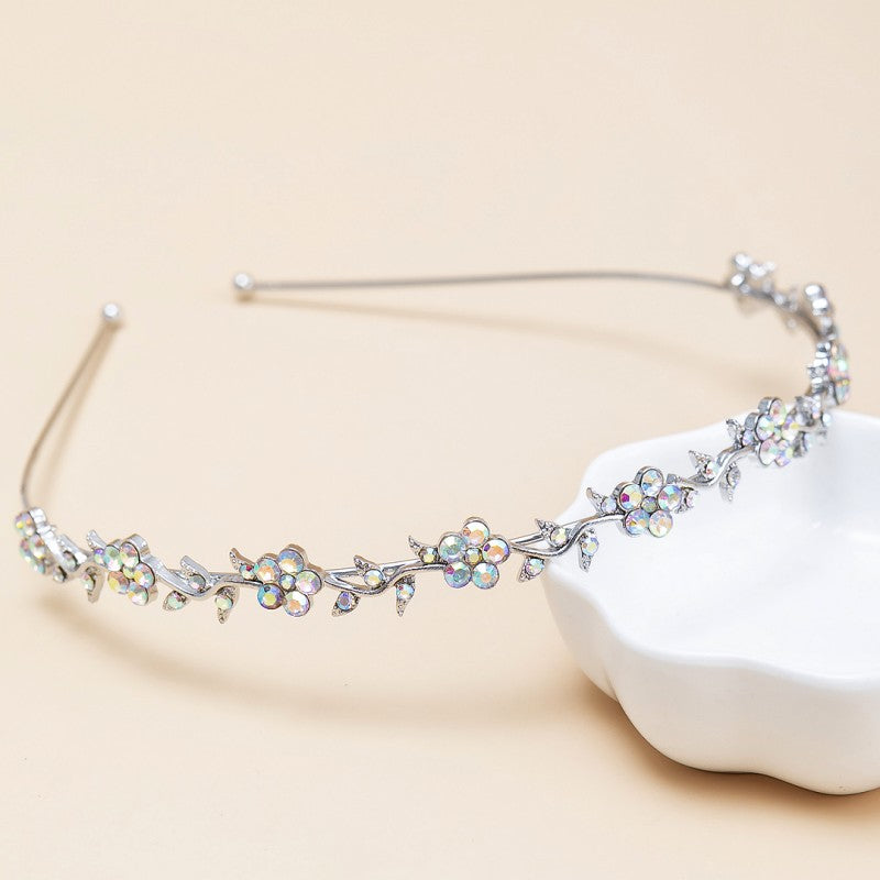 Rhinestone Floral Vine Thin Headband - Color_7