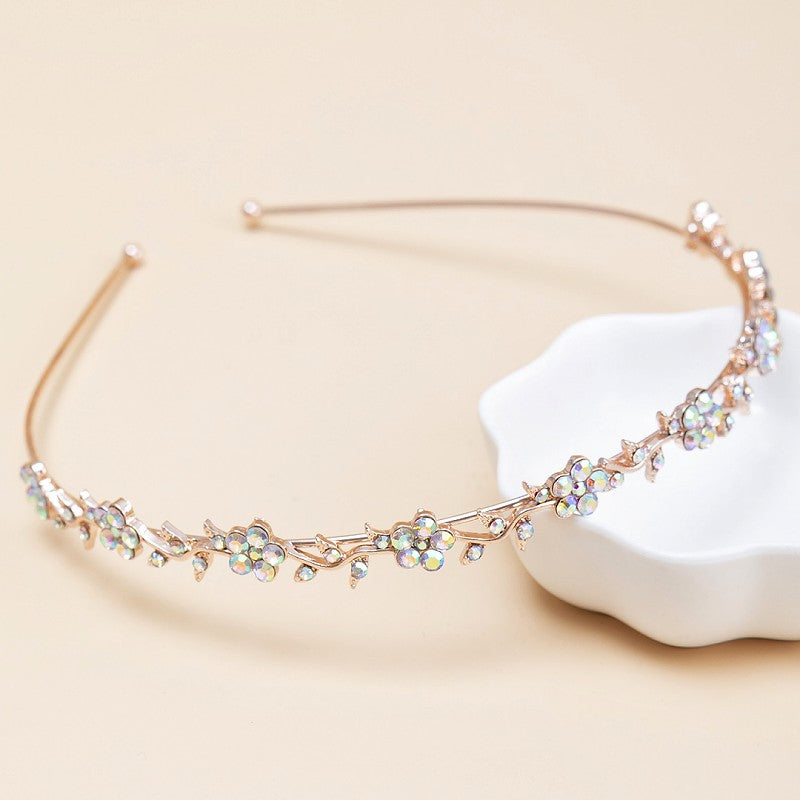 Rhinestone Floral Vine Thin Headband - Color_8