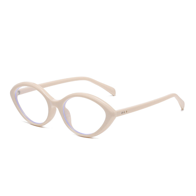 Retro Small Oval Frame Sunglasses - Beige-2