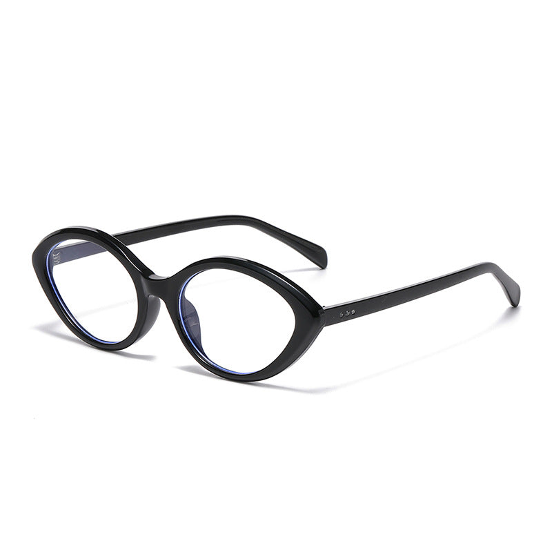 Retro Small Oval Frame Sunglasses - Black-2