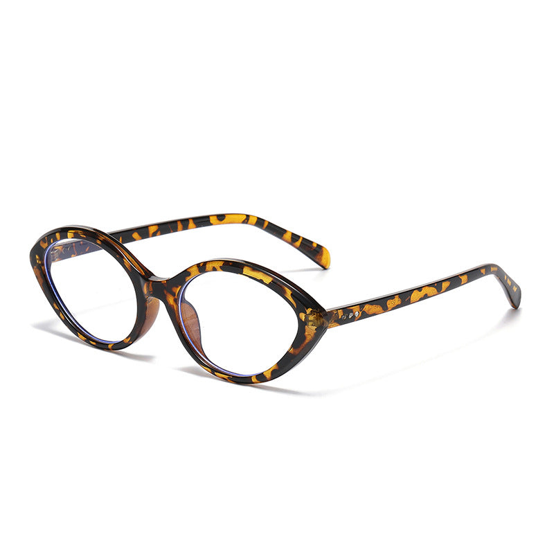 Retro Small Oval Frame Sunglasses - Leopard-2