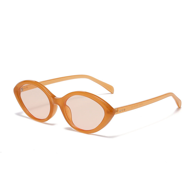 Retro Small Oval Frame Sunglasses - Orange-1
