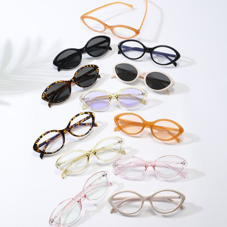 Retro Small Oval Frame Sunglasses - Yellow - 1
