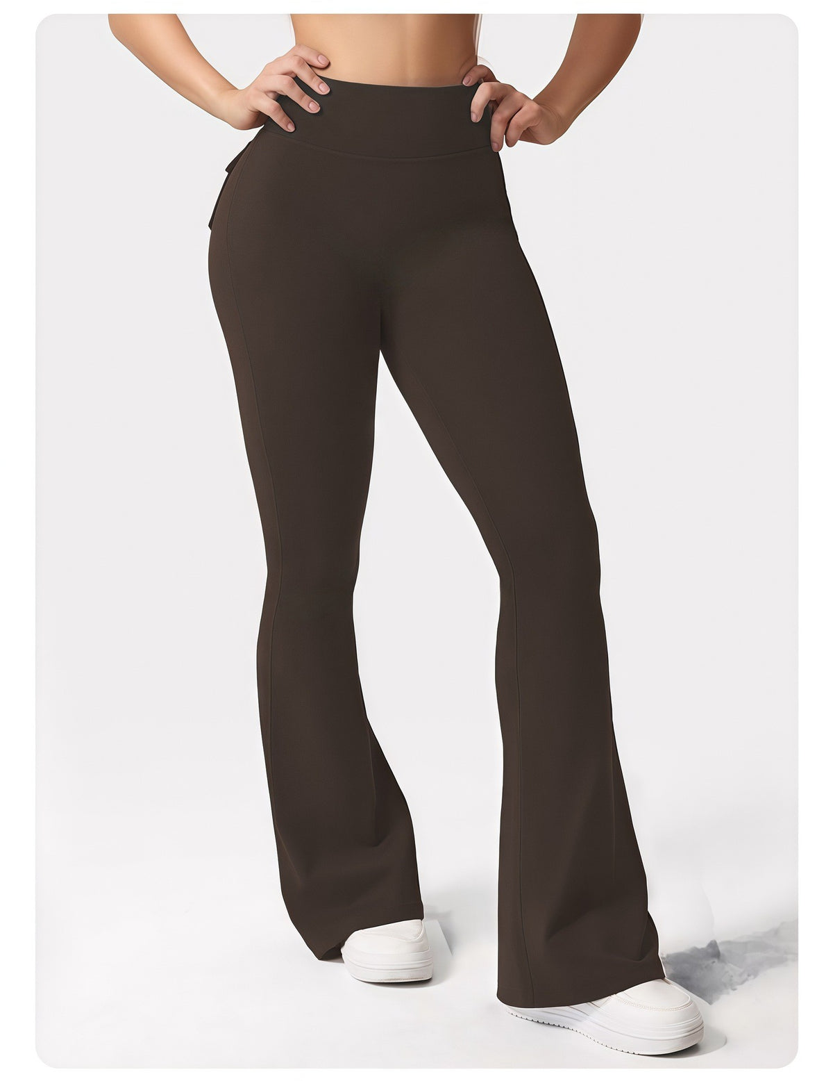 Cargo Pocket Scrunch Butt Flare Yoga Leggings - Brown
