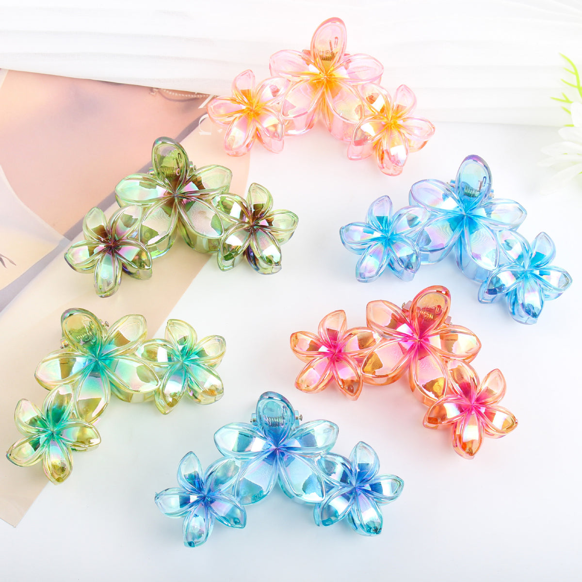 Triple Plumeria Bloom Hair Claw Clip - view 1