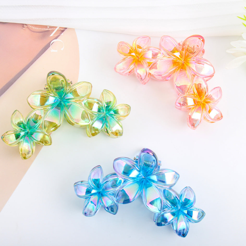 Triple Plumeria Bloom Hair Claw Clip - view 3