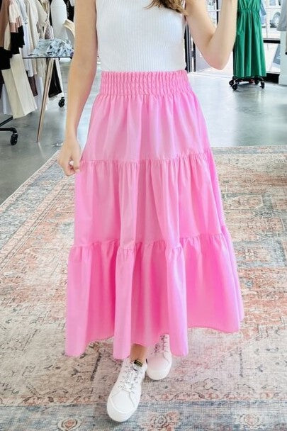High Rise Tiered Flare Midi Skirt - view 2