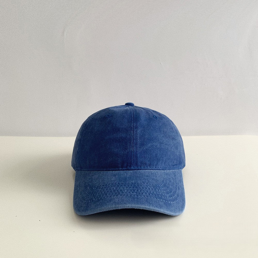 Washed Cotton Curved Brim Baseball Cap - Blue