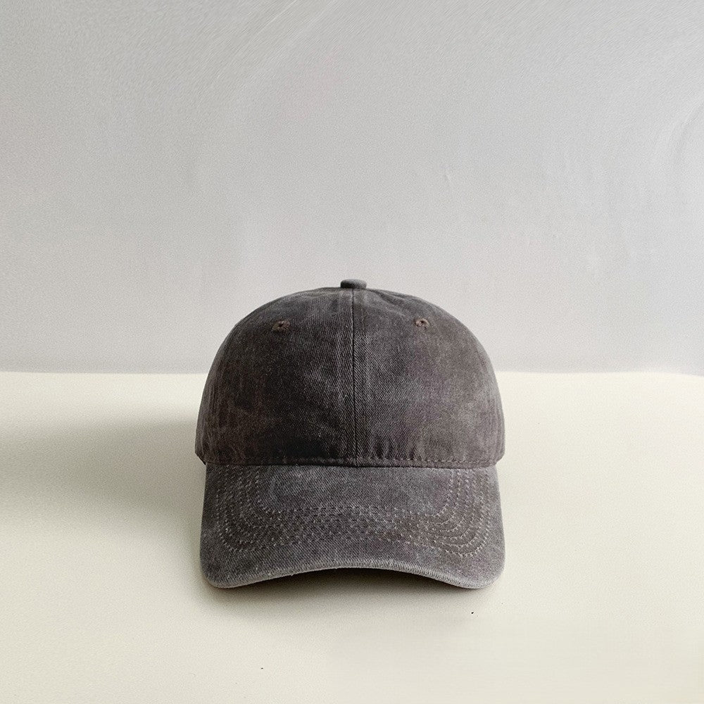 Washed Cotton Curved Brim Baseball Cap - Coffee