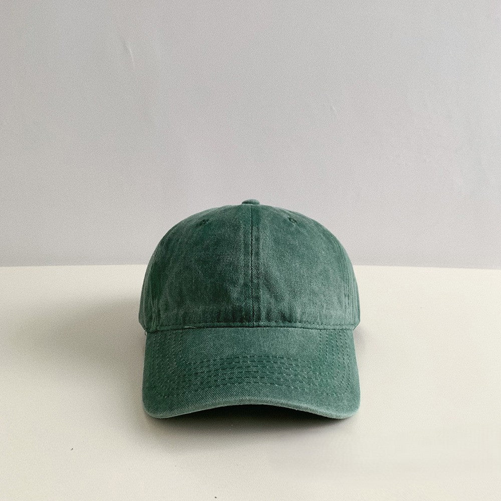 Washed Cotton Curved Brim Baseball Cap - DarkGreen