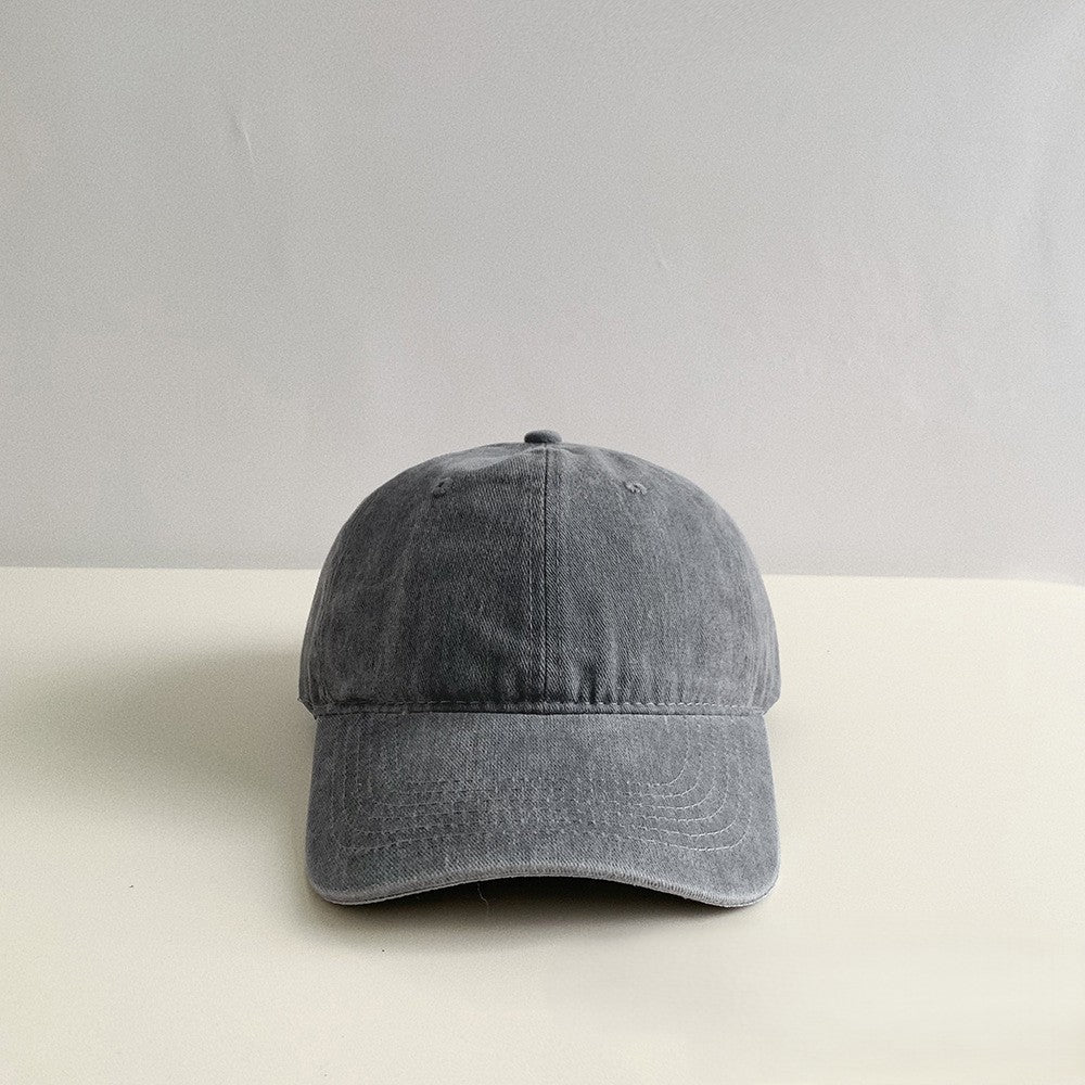 Washed Cotton Curved Brim Baseball Cap - Gray