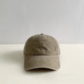 Washed Cotton Curved Brim Baseball Cap - Khaki