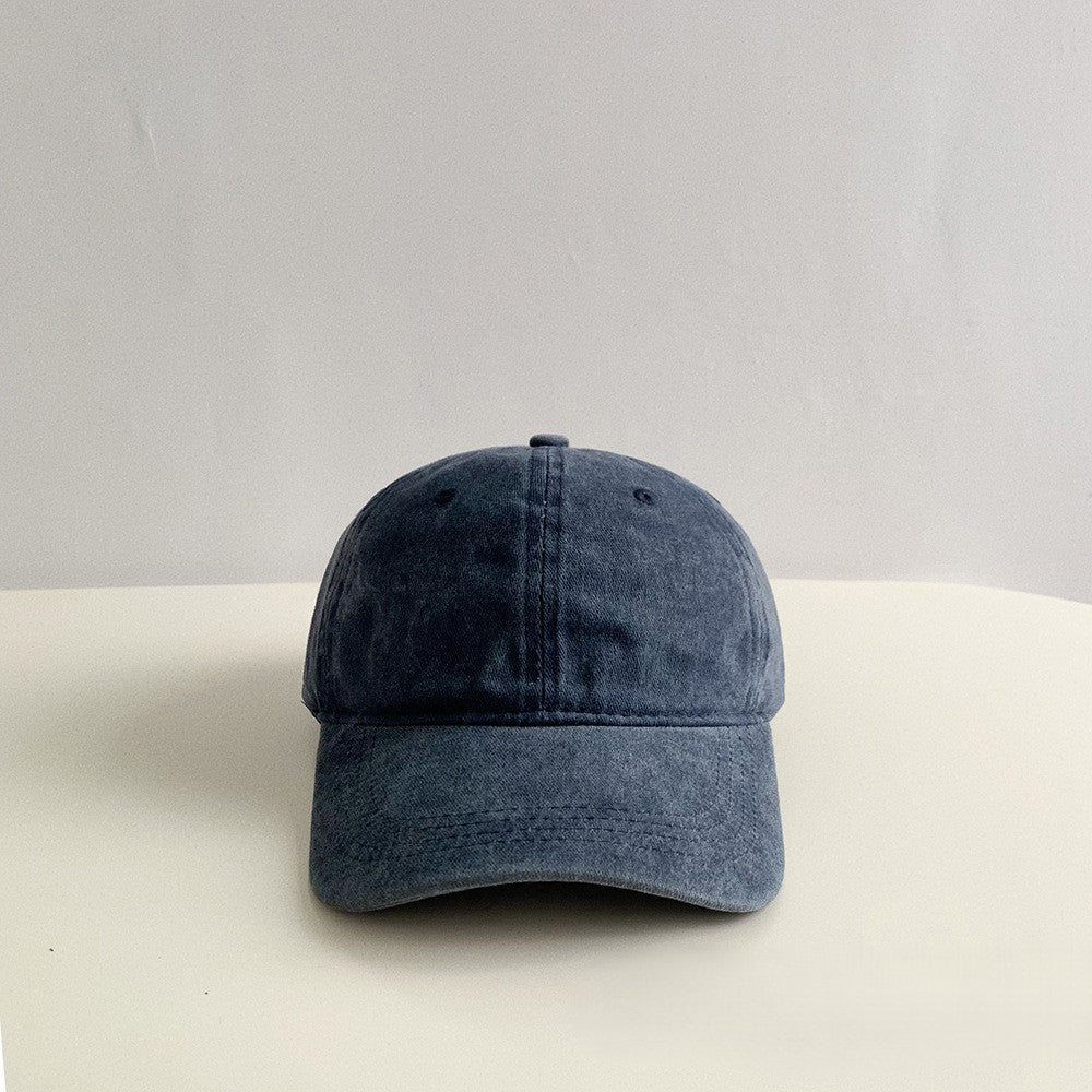 Washed Cotton Curved Brim Baseball Cap - NavyBlue