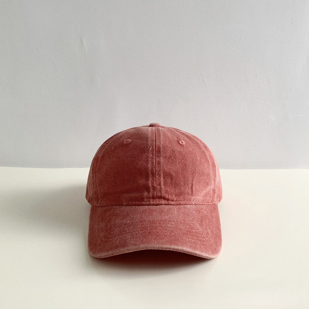 Washed Cotton Curved Brim Baseball Cap - Orange