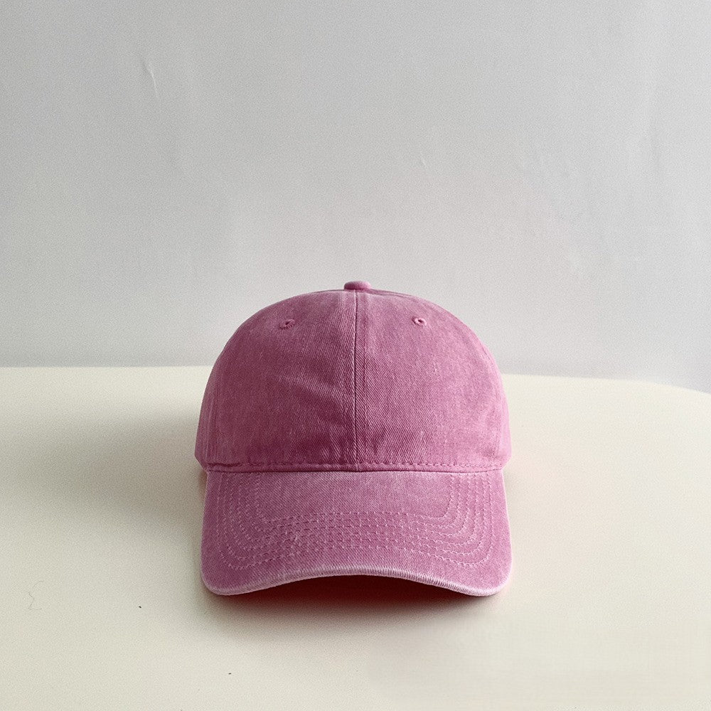 Washed Cotton Curved Brim Baseball Cap - Pink