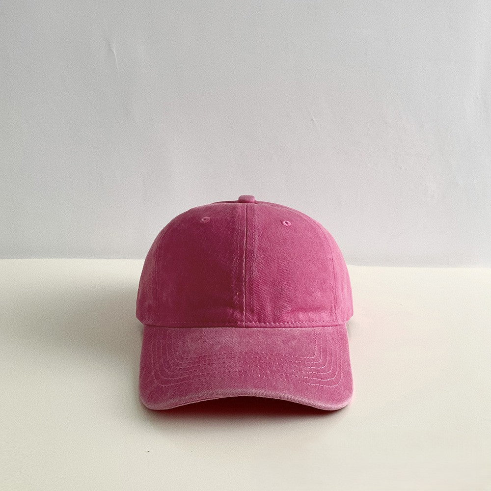 Washed Cotton Curved Brim Baseball Cap - RoseRed