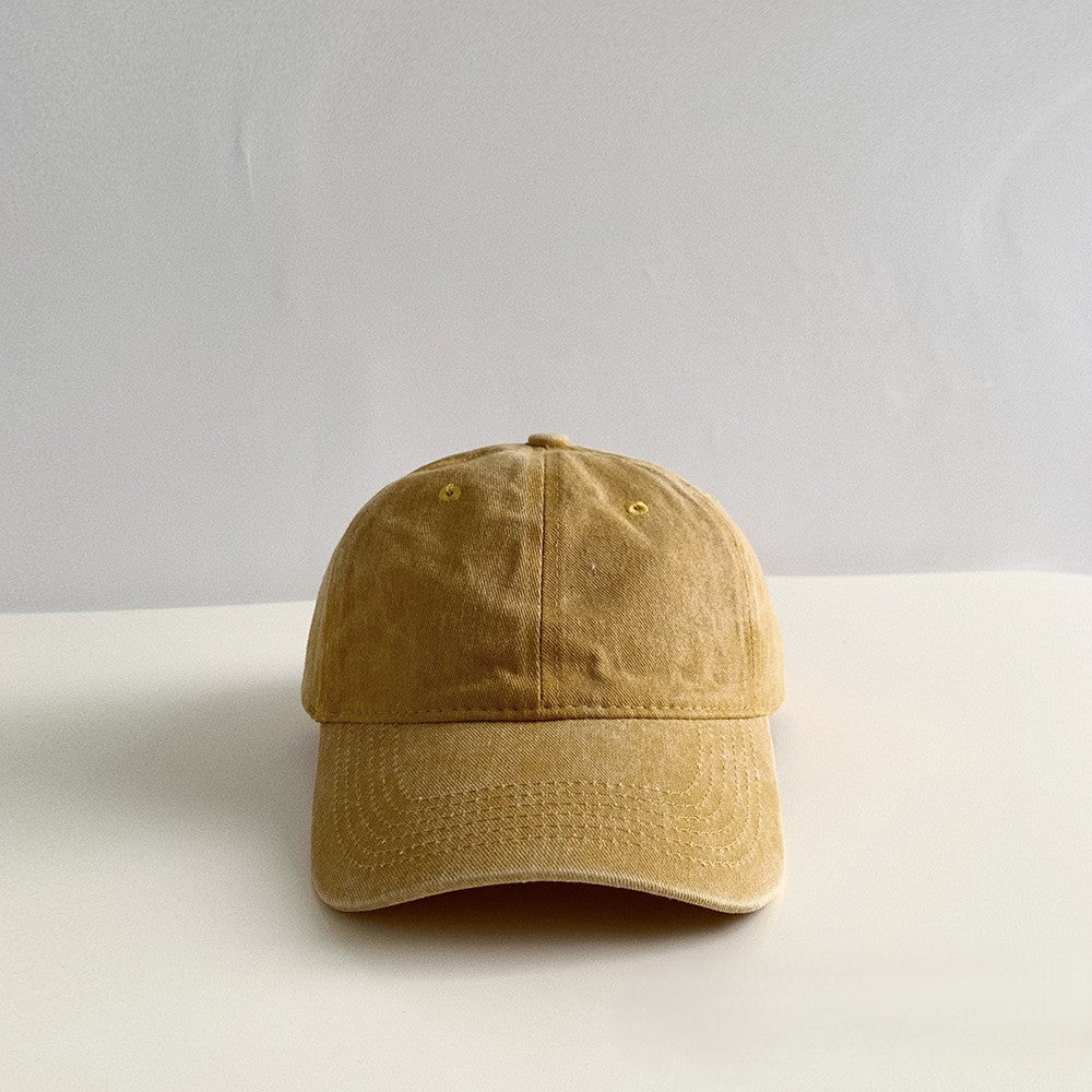 Washed Cotton Curved Brim Baseball Cap - Turmeric