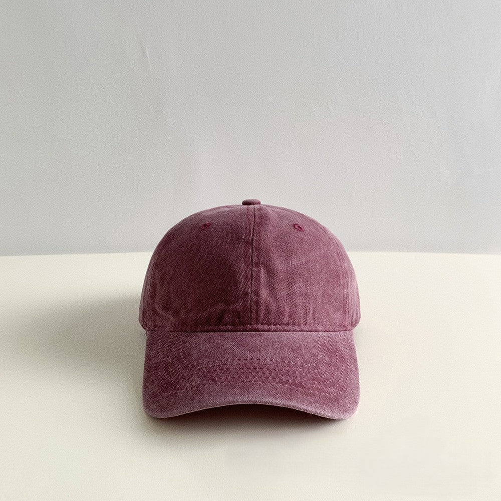 Washed Cotton Curved Brim Baseball Cap - WineRed