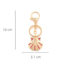 Rhinestone Seashell Charm Beach Keychain - Gold