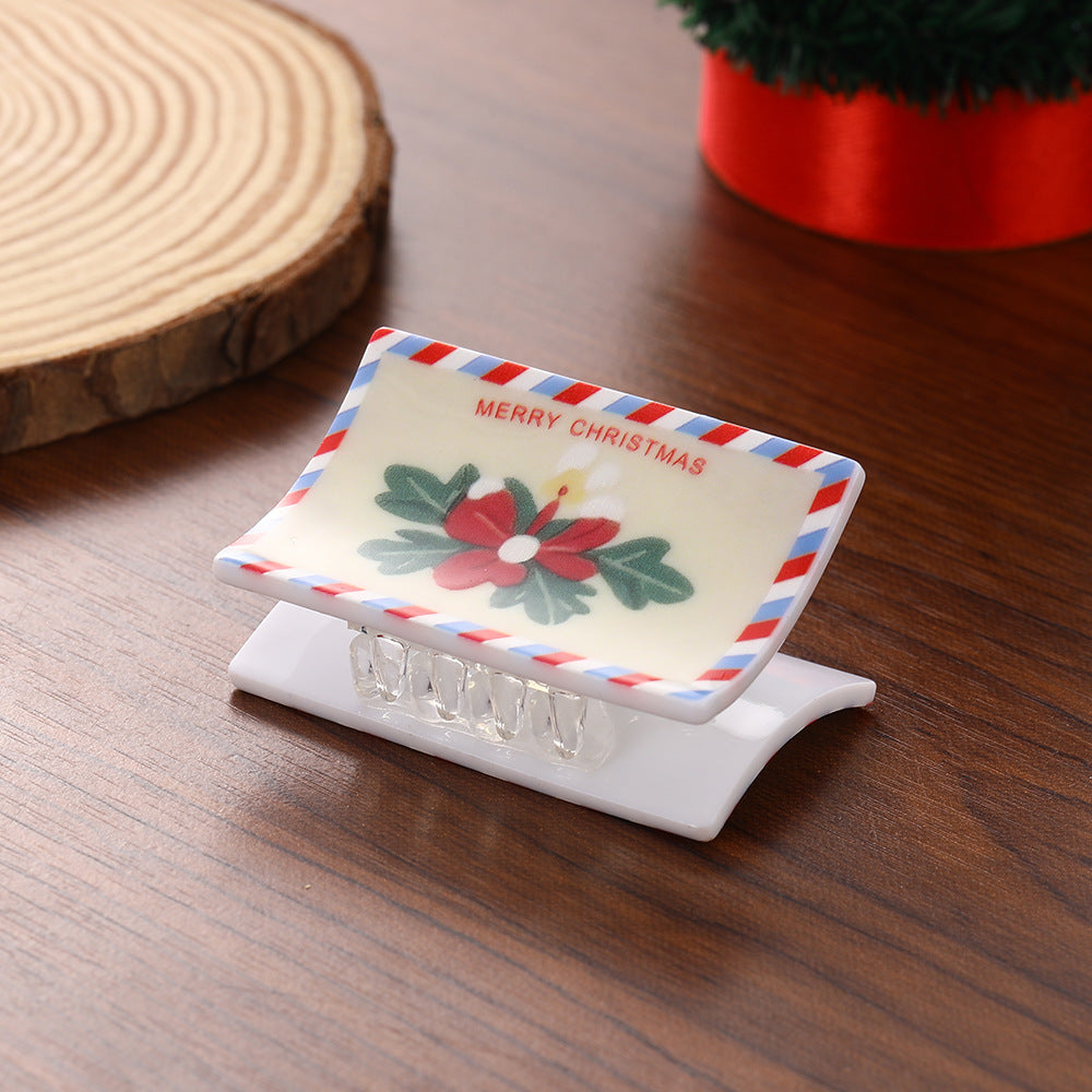 Holiday Postage Stamp Claw Hair Clips - Flower