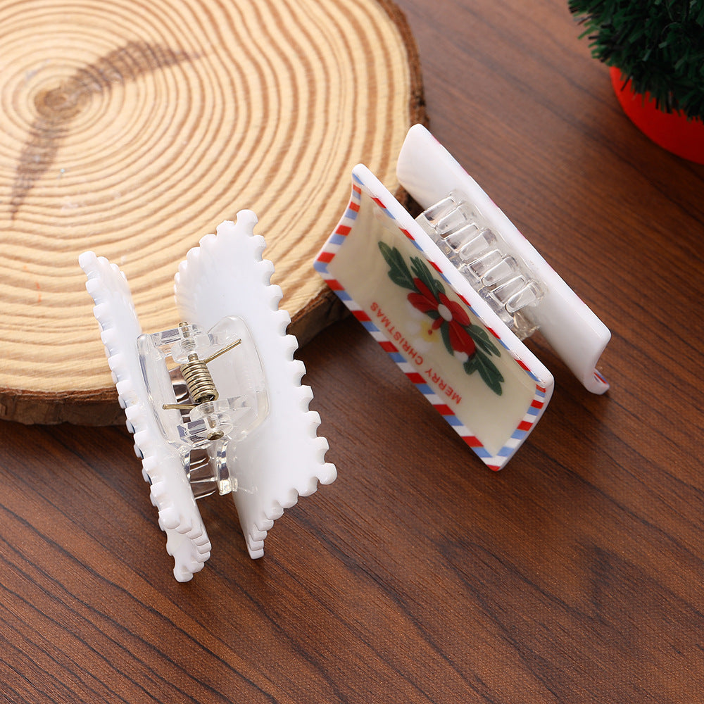 Holiday Postage Stamp Claw Hair Clips - view 2