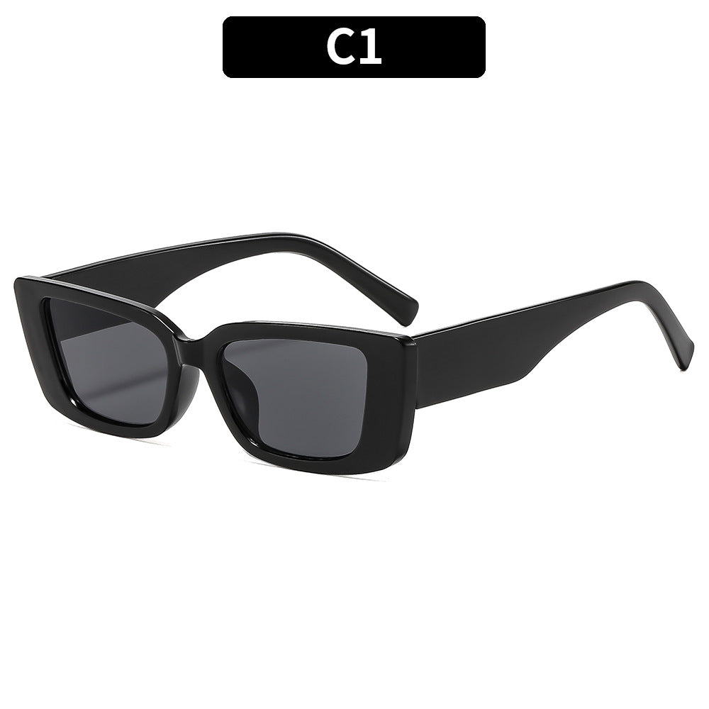 Slim Rectangular Frame Retro Sunglasses - C1