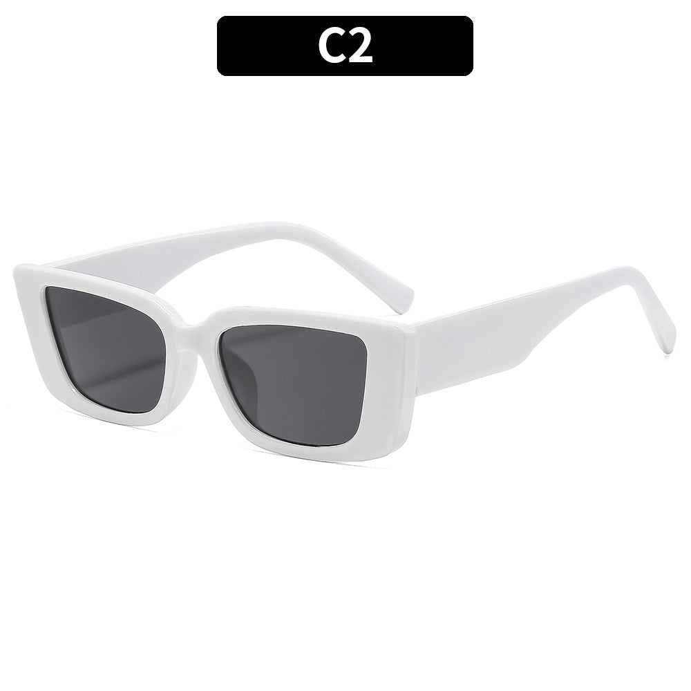 Slim Rectangular Frame Retro Sunglasses - C2