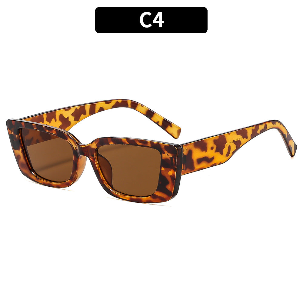 Slim Rectangular Frame Retro Sunglasses - C4