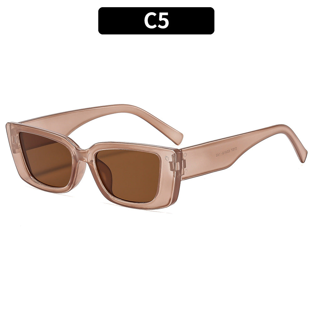 Slim Rectangular Frame Retro Sunglasses - C5
