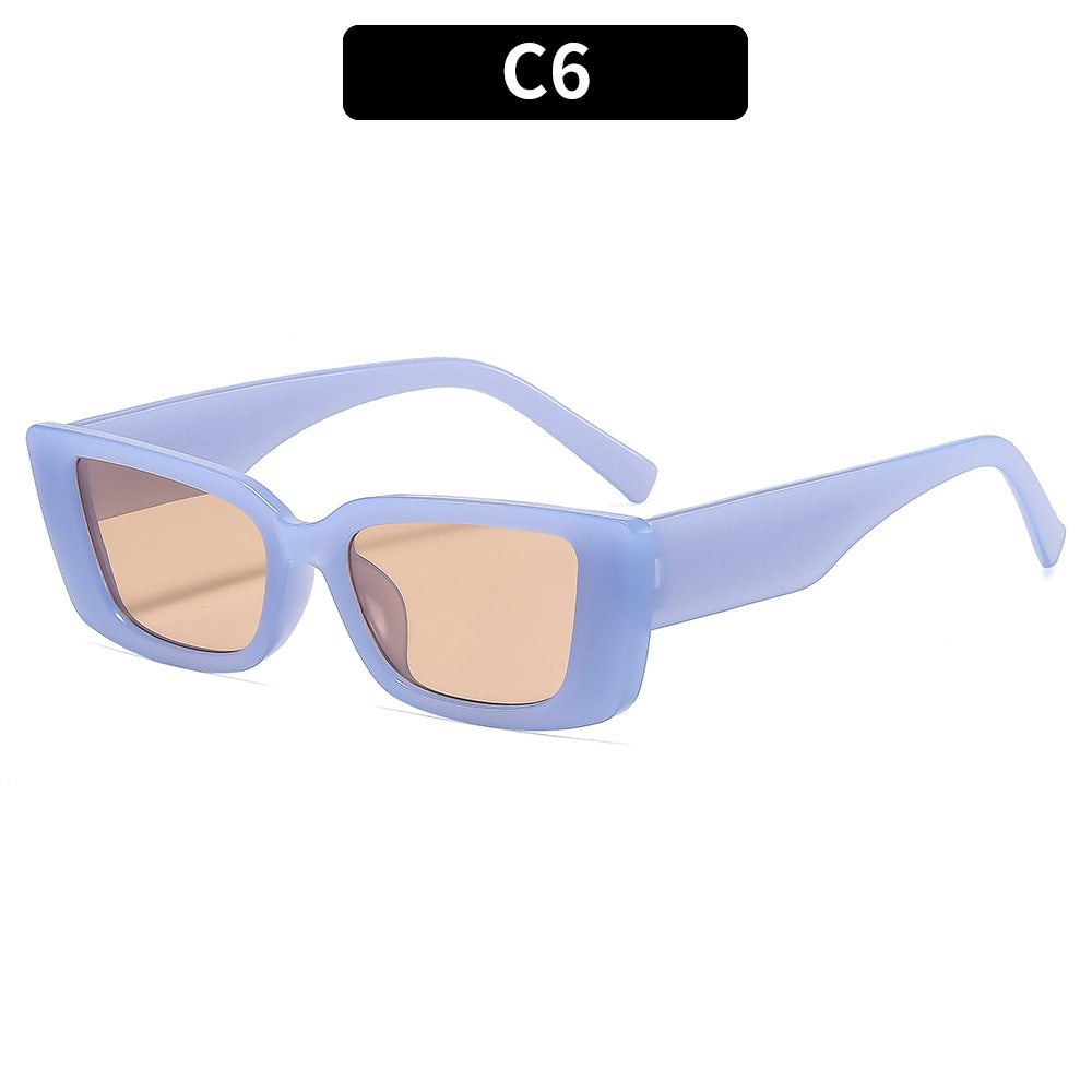 Slim Rectangular Frame Retro Sunglasses - C6