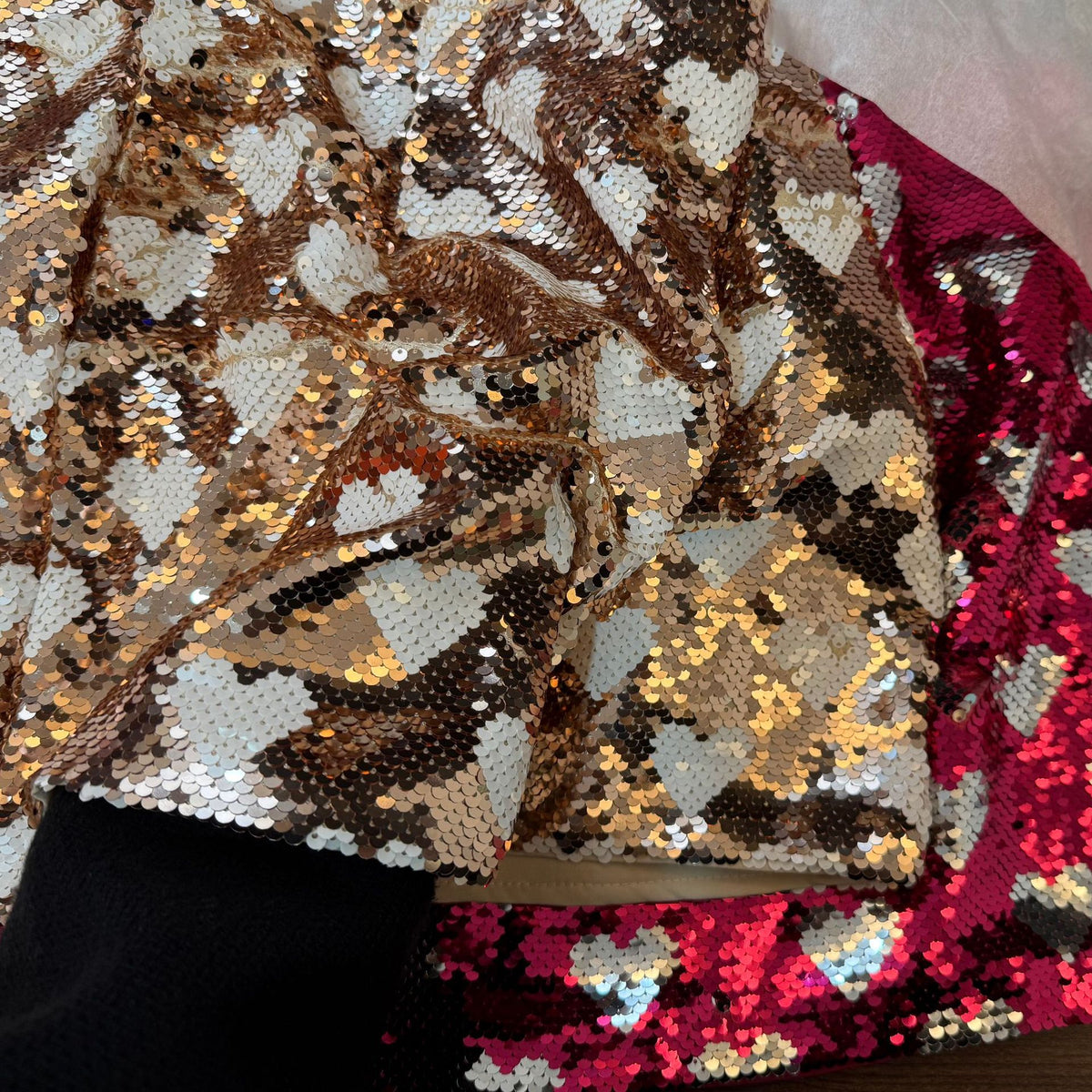 Y2K Sequin Heart Mini Skirt - Gold - 1