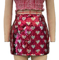 Y2K Sequin Heart Mini Skirt - Rosered