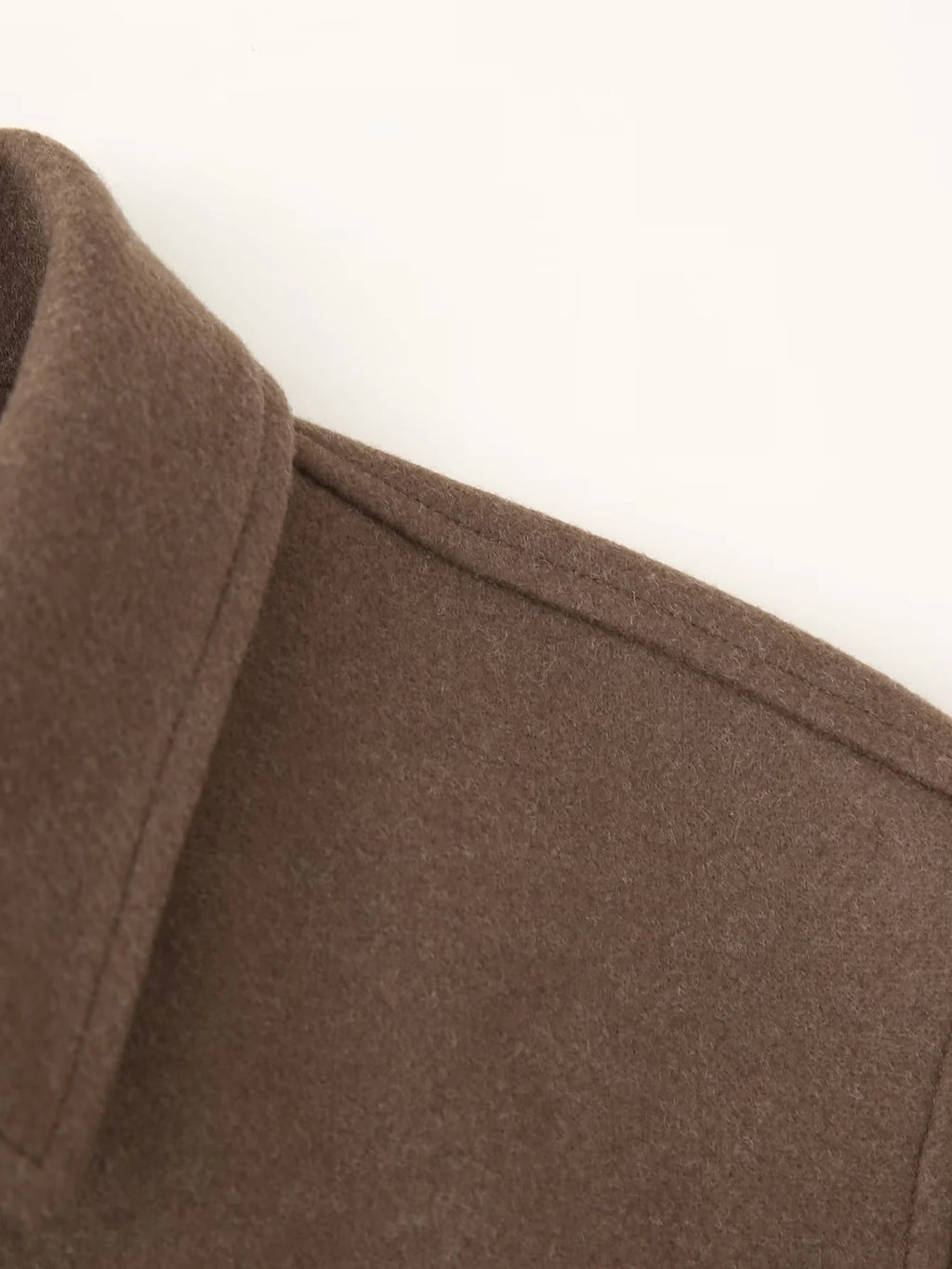 Chocolate Wool Blend Zip Up Cropped Jacket - Brown - 3