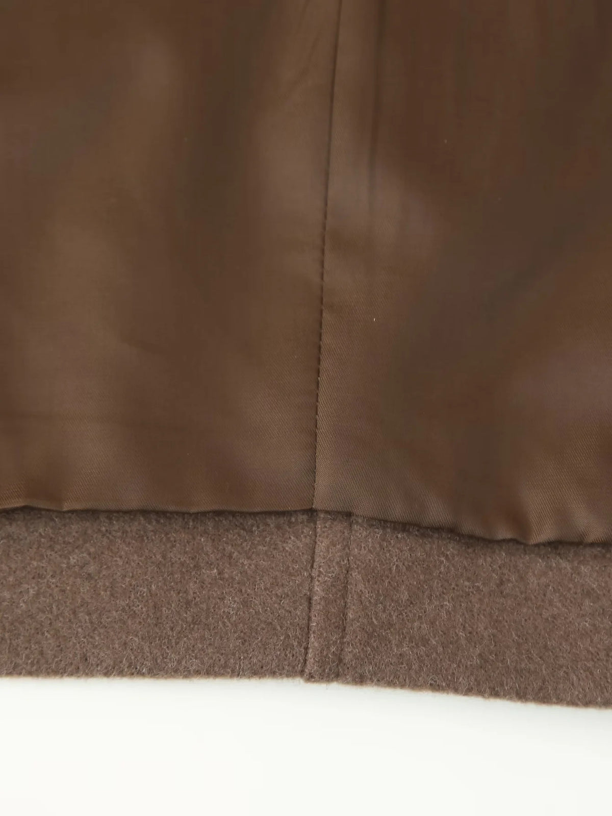 Chocolate Wool Blend Zip Up Cropped Jacket - Brown - 5