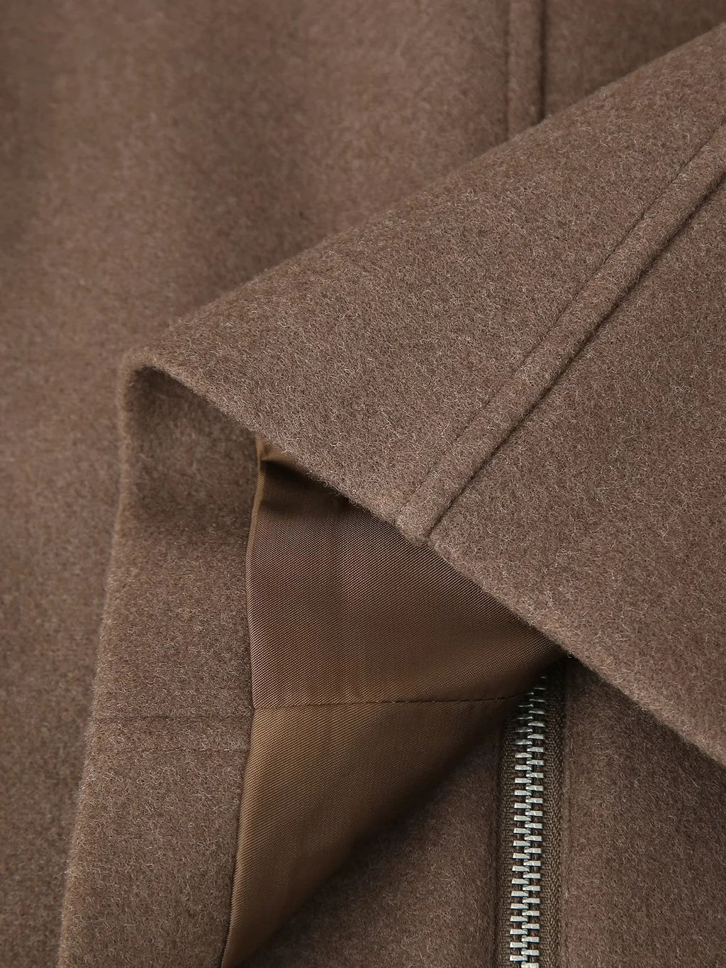 Chocolate Wool Blend Zip Up Cropped Jacket - Brown - 7