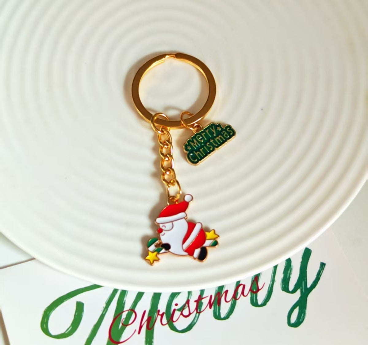Enamel Holiday Charm Keyring Bag Accessory - Color_01