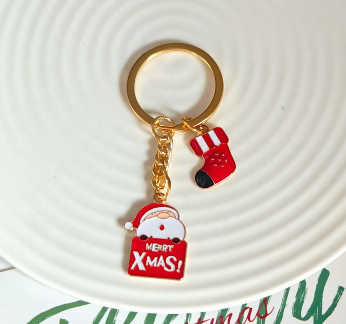 Enamel Holiday Charm Keyring Bag Accessory - Color_11