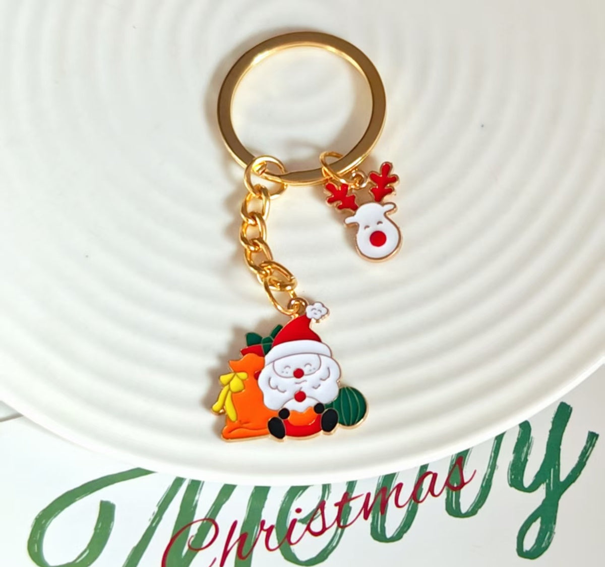 Enamel Holiday Charm Keyring Bag Accessory - Color_12