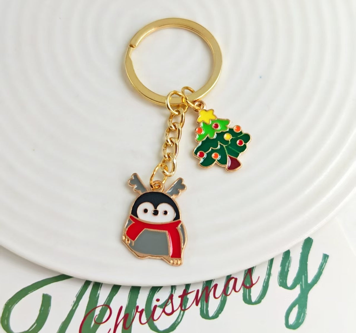 Enamel Holiday Charm Keyring Bag Accessory - Color_15