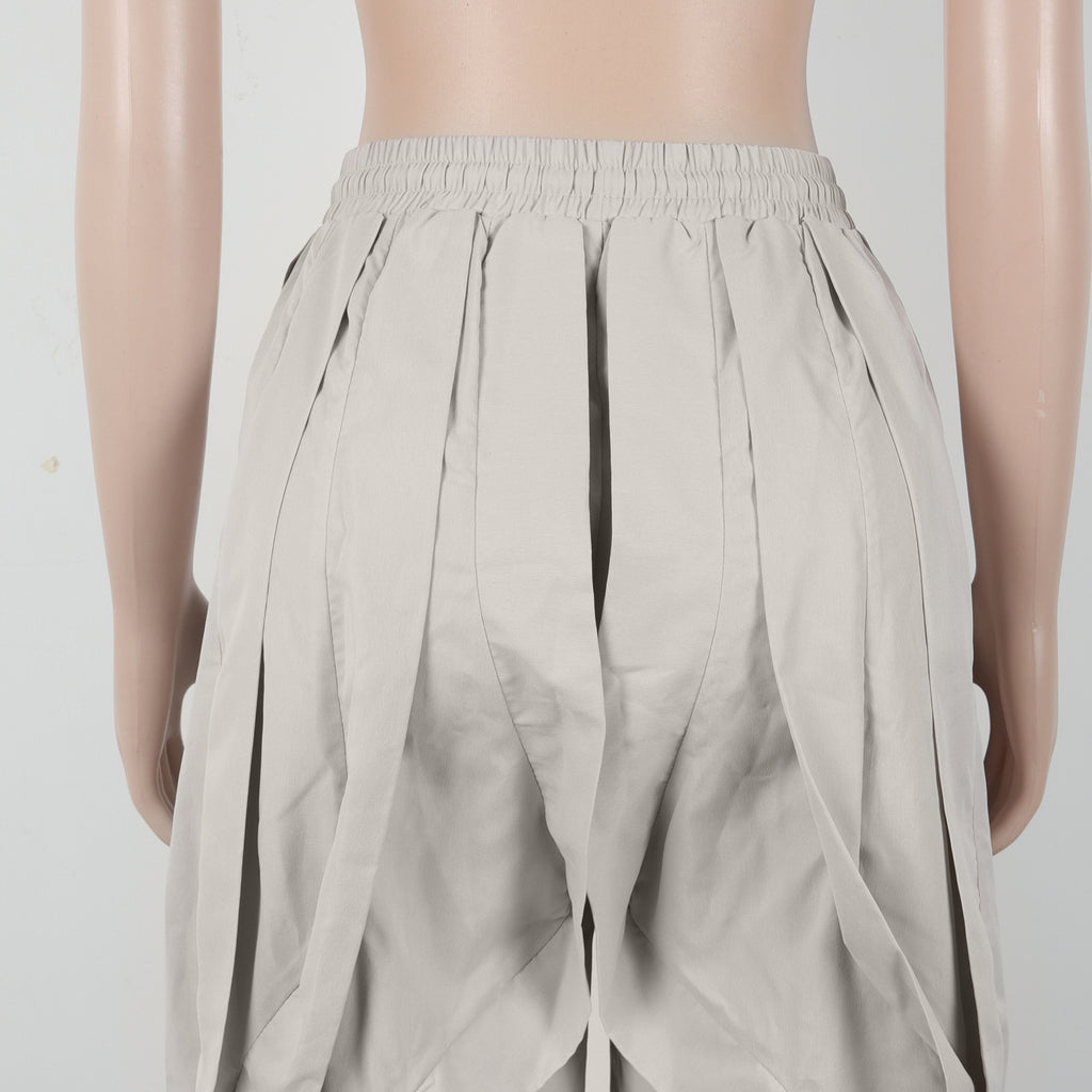 Y2K Ruched Baggy Parachute Pants - Grey - 4