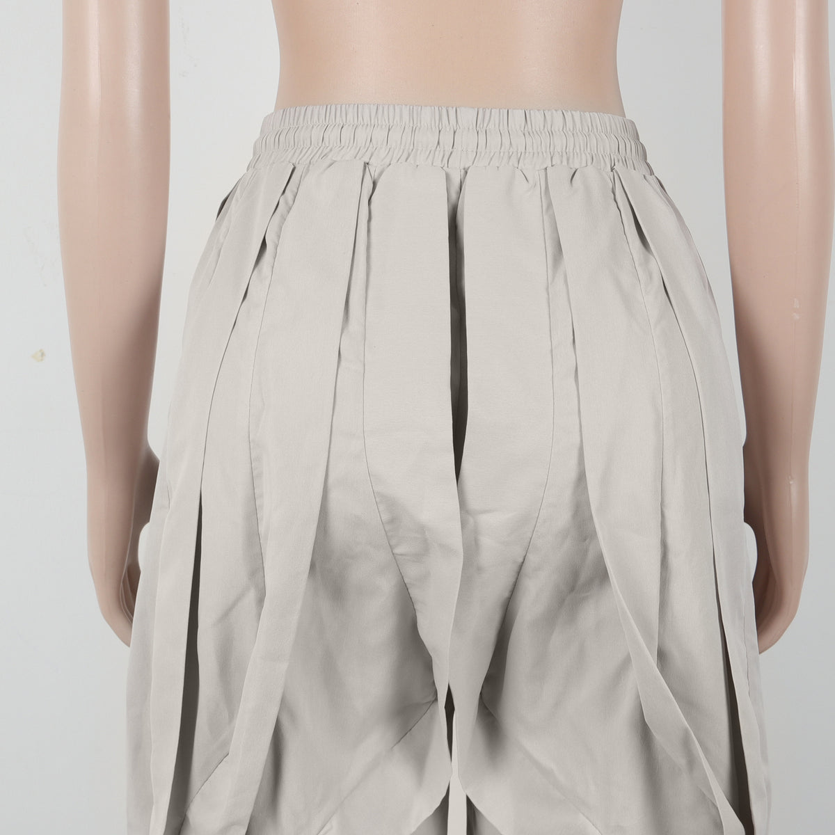 Y2K Ruched Baggy Parachute Pants - Grey - 4