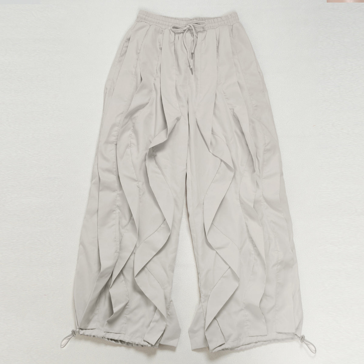 Y2K Ruched Baggy Parachute Pants - Grey - 5