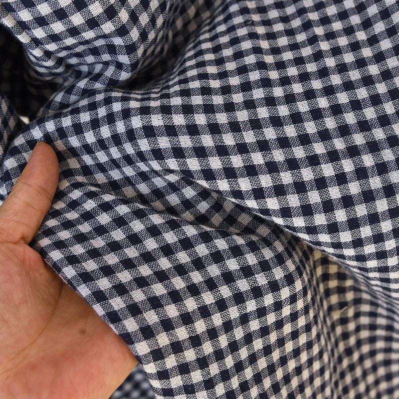 Gingham Cotton Lounge Pants With Elastic Waist - Navy - 8