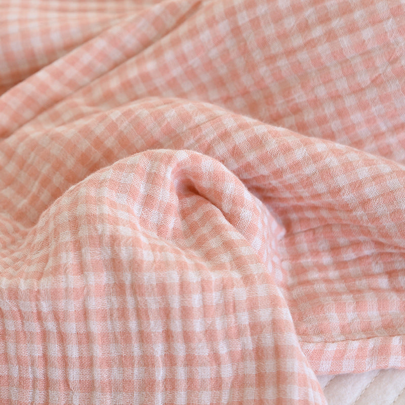 Gingham Cotton Lounge Pants With Elastic Waist - Pink - 10