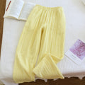 Gingham Cotton Lounge Pants With Elastic Waist - Yellow