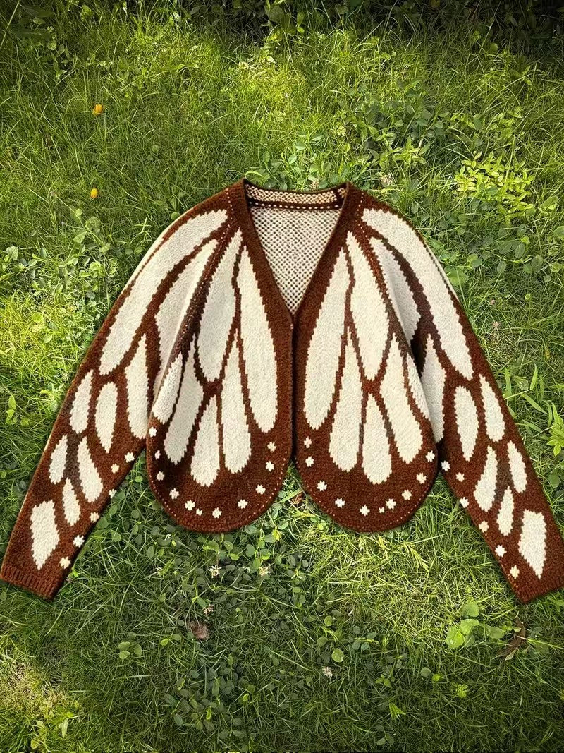 Butterfly Wing Batwing Knit Cape Cardigan - Apricot