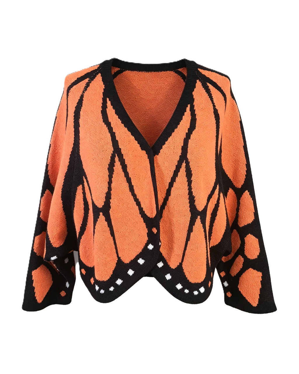 Butterfly Wing Batwing Knit Cape Cardigan - Orange