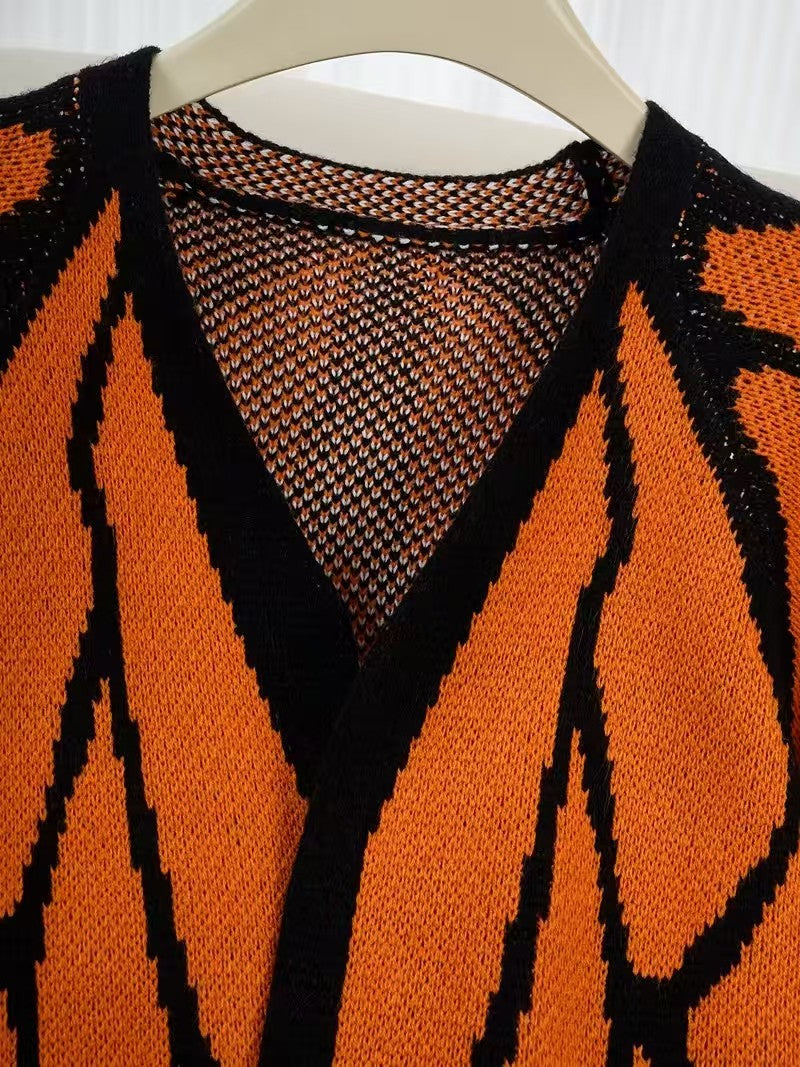 Butterfly Wing Batwing Knit Cape Cardigan - Orange - 1