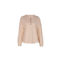 Waffle Texture Henley Long Sleeve Top - Beige