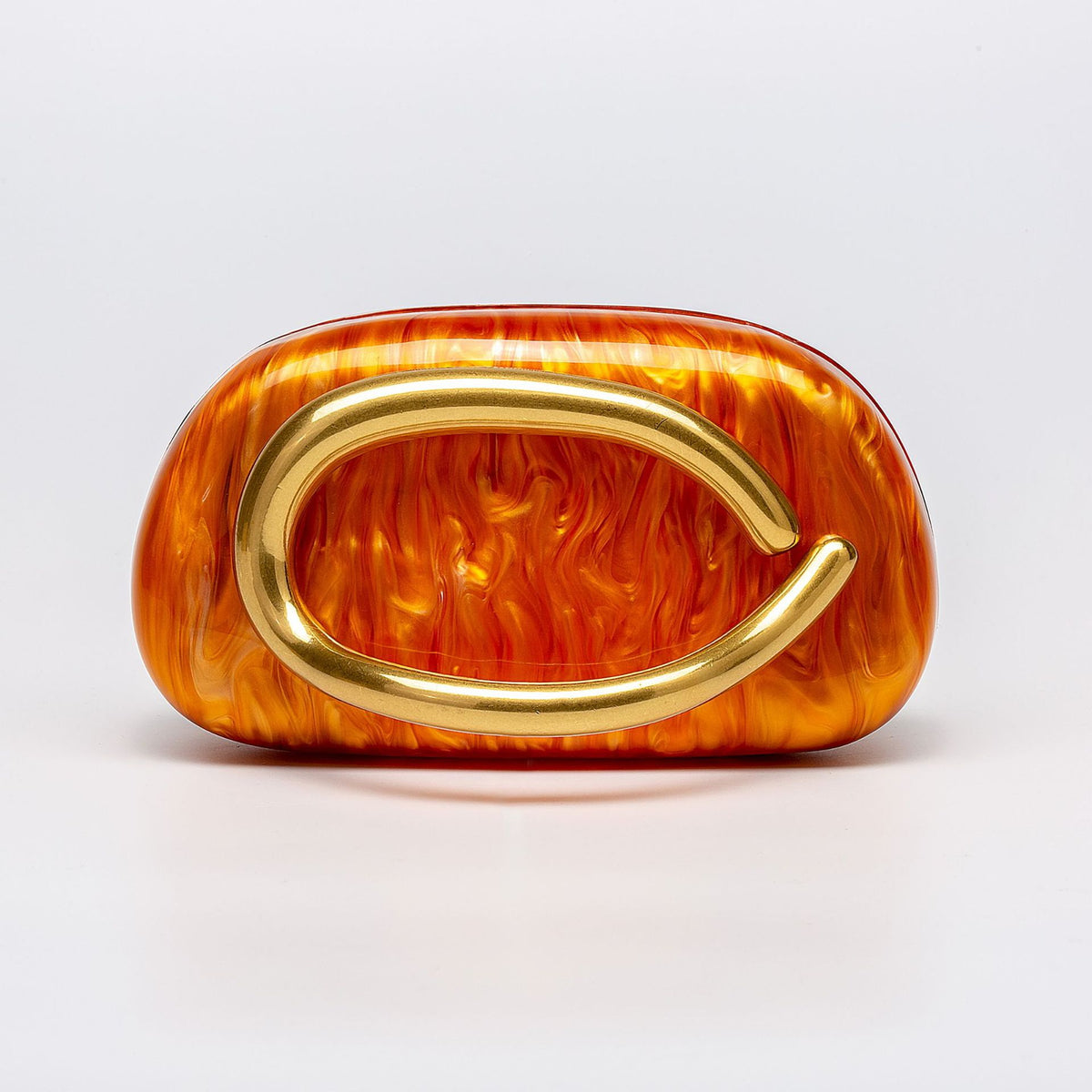 Sculptural Loop Handle Marble Clutch - Acrylic_Orange